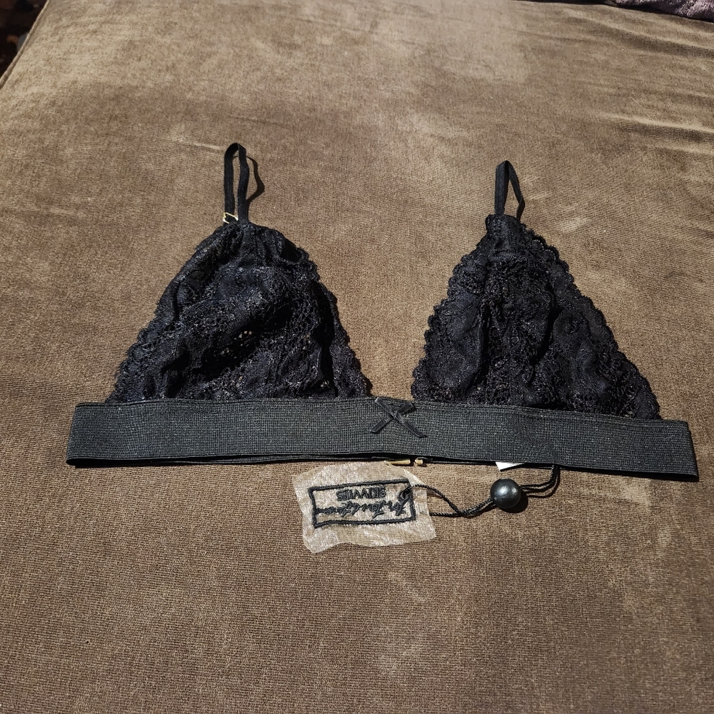 For Love and Lemons Black Lace Triangle Bralette